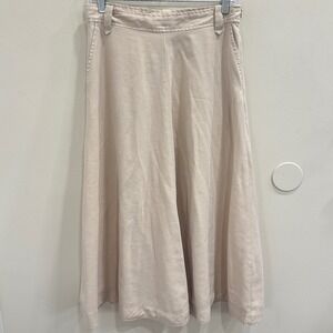 Banana Republic Heritage Preppy Midi Skirt Barely Beige Rayon Blend 8 Old Money